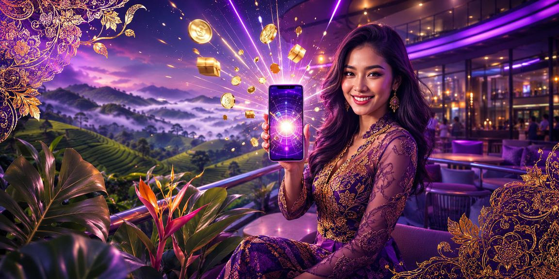 Aplikasi pertaruhan sukan iroyal88 dengan rekaan batik Malaysia pada skrin telefon